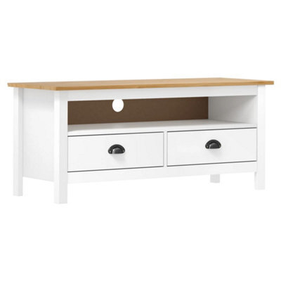 Vidaxl Tv Cabinet Hill White 110X40X47 Cm Solid Pine Wood - image 1
