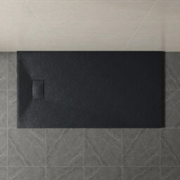 Sundaze 1500 X 800mm Smc Black Rectangle Slate Effect Bathroom Shower Tray