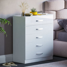 Lassic Vida Designs Hulio White High Gloss 5 Drawer Chest (H)900mm (W)750mm (D)360mm - thumbnail 1
