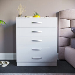 Lassic Vida Designs Hulio White High Gloss 5 Drawer Chest (H)900mm (W)750mm (D)360mm - thumbnail 3
