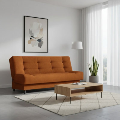 Livia 3 Seater Sofa Bed With Sleeping Function Freestanding Design Compact And Comfortable For Living Or Guest Room Orange - image 1