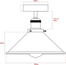 2 Pack Semi Flush Ceiling Lights Indoor Lights E27 Metal Yellow Brass Cone Shade - thumbnail 3