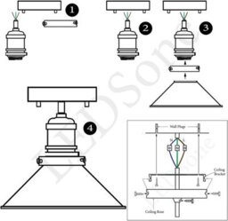 2 Pack Semi Flush Ceiling Lights Indoor Lights E27 Metal Yellow Brass Cone Shade - thumbnail 6