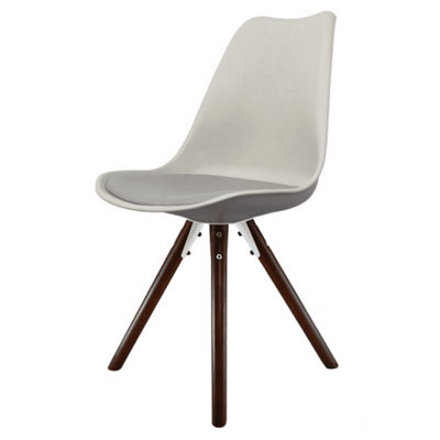 Fusion Living Soho Light Grey Plastic Dining Chair With Pyramid Dark Wood Legs - image 1