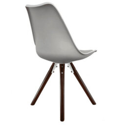 Fusion Living Soho Light Grey Plastic Dining Chair With Pyramid Dark Wood Legs - thumbnail 5