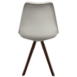Fusion Living Soho Light Grey Plastic Dining Chair With Pyramid Dark Wood Legs - thumbnail 4