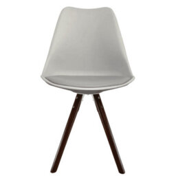 Fusion Living Soho Light Grey Plastic Dining Chair With Pyramid Dark Wood Legs - thumbnail 7