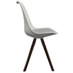 Fusion Living Soho Light Grey Plastic Dining Chair With Pyramid Dark Wood Legs - thumbnail 6