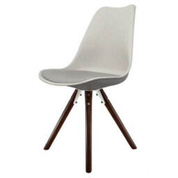 Fusion Living Soho Light Grey Plastic Dining Chair With Pyramid Dark Wood Legs - thumbnail 1