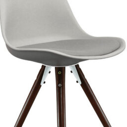 Fusion Living Soho Light Grey Plastic Dining Chair With Pyramid Dark Wood Legs - thumbnail 3