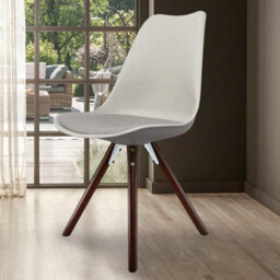 Fusion Living Soho Light Grey Plastic Dining Chair With Pyramid Dark Wood Legs - thumbnail 2