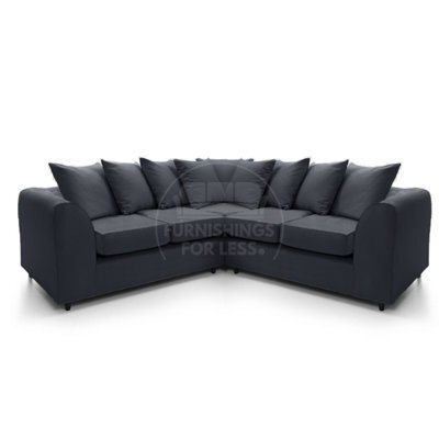 Furnishings For Less UK Casper Soft Chenille Fabric 5 Seater L Shaped Corner Sofa  Black - Scatter Back - image 1