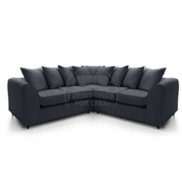 Furnishings For Less UK Casper Soft Chenille Fabric 5 Seater L Shaped Corner Sofa  Black - Scatter Back - thumbnail 1