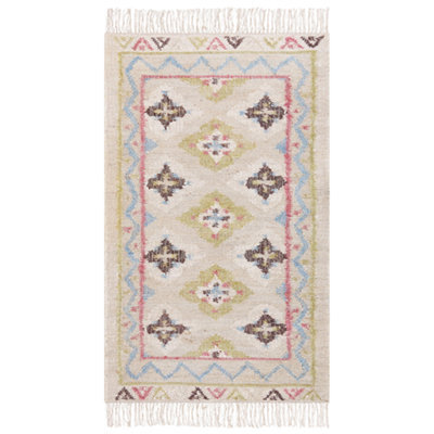 Beliani Handwoven Multicolour Jute Rug 80 X 150 Cm With Beige Tassels - image 1
