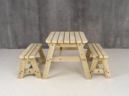Arbor Garden Solutions Victoria Wooden Picnic Bench And Table Set, Rounded Outdoor Dining Set (3Ft, Natural Finish) - thumbnail 4
