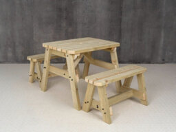 Arbor Garden Solutions Victoria Wooden Picnic Bench And Table Set, Rounded Outdoor Dining Set (3Ft, Natural Finish) - thumbnail 2