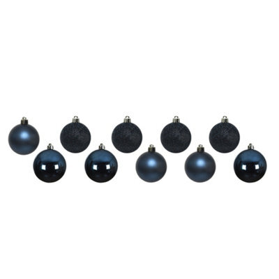 Kaemingk Shatterproof Plain Christmas Bauble (Pack Of 10) Blue (One Size) - image 1