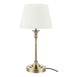 GoodHome Seekonk Conical Brushed Satin Cream Antique Brass Effect Table Lamp - thumbnail 2