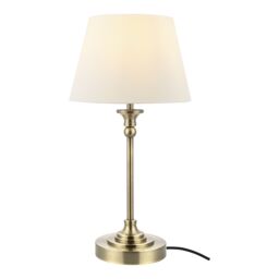 GoodHome Seekonk Conical Brushed Satin Cream Antique Brass Effect Table Lamp - thumbnail 3