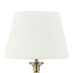 GoodHome Seekonk Conical Brushed Satin Cream Antique Brass Effect Table Lamp - thumbnail 4
