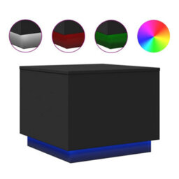 Berkfield Coffee Table With Led Lights Black 50X50X40 Cm - thumbnail 2