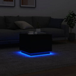 Berkfield Coffee Table With Led Lights Black 50X50X40 Cm - thumbnail 5