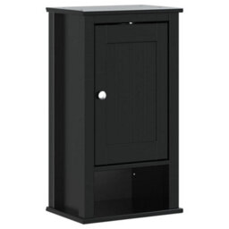 Berkfield 3 Piece Bathroom Furniture Set Berg Black Solid Wood Pine - thumbnail 3