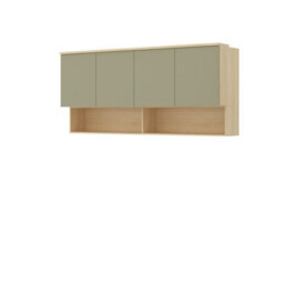 Arte Terra 13 Floating Cabinet 186Cm Oak Lindberg & Eucalyptus, Extra-Large Wall Bedroom Cabinet With 4 Doors & Shelving - thumbnail 2