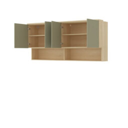 Arte Terra 13 Floating Cabinet 186Cm Oak Lindberg & Eucalyptus, Extra-Large Wall Bedroom Cabinet With 4 Doors & Shelving - thumbnail 3