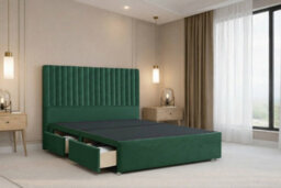 "Nexus Amalfi Plush Divan, Emerald, 54"" Headboard, 2 Drawers Same Side, Open Coil Mattress, Single" - thumbnail 4