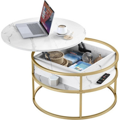 Modern Round Coffee Table With Lift Top Design And Ample Storage - image 1