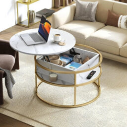 Modern Round Coffee Table With Lift Top Design And Ample Storage - thumbnail 5