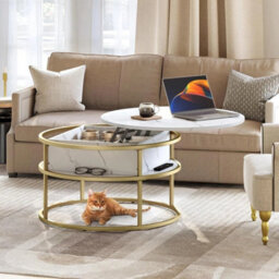 Modern Round Coffee Table With Lift Top Design And Ample Storage - thumbnail 3