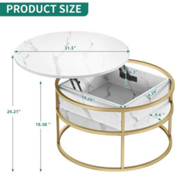 Modern Round Coffee Table With Lift Top Design And Ample Storage - thumbnail 2