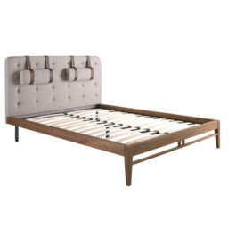 Angel Cerda Elegant Grey Fabric Tufted Bed For Modern Bedrooms - thumbnail 1