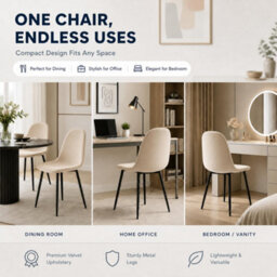 Bravich Ron Velvet Dining Chair - Ivory, Set Of 2 - thumbnail 6