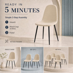 Bravich Ron Velvet Dining Chair - Ivory, Set Of 2 - thumbnail 5