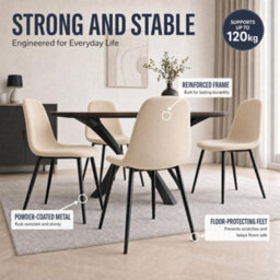 Bravich Ron Velvet Dining Chair - Ivory, Set Of 2 - thumbnail 4