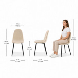 Bravich Ron Velvet Dining Chair - Ivory, Set Of 2 - thumbnail 8