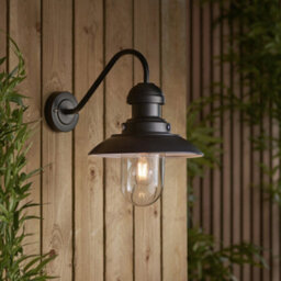 Matt Black Outdoor Fisherman Wall Light & Clear Glass Shade - Front Porch Light - thumbnail 3