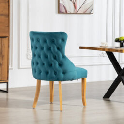 Orvino Velvet Fabric Dining Chairs - Set Of 2 - Teal - thumbnail 4