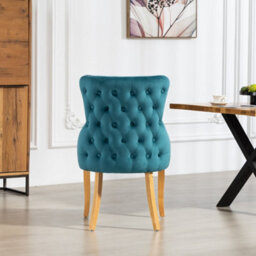 Orvino Velvet Fabric Dining Chairs - Set Of 2 - Teal - thumbnail 5