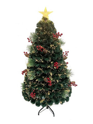 Shatchi 4Ft/120Cm Fibre Optic Christmas Star Topper-Green Pre-Lit Artificial Christmas Tree - image 1