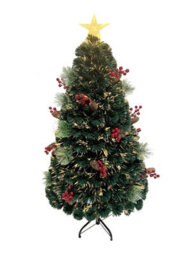 Shatchi 4Ft/120Cm Fibre Optic Christmas Star Topper-Green Pre-Lit Artificial Christmas Tree - thumbnail 1