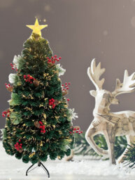 Shatchi 4Ft/120Cm Fibre Optic Christmas Star Topper-Green Pre-Lit Artificial Christmas Tree - thumbnail 2