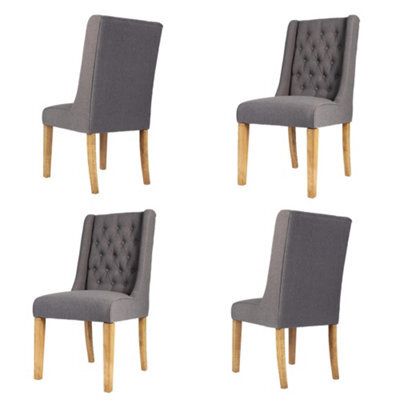 Dibor Set Of 4 Cannes Button Back Kitchen Furniture Dining Room Chair - Charcoal - image 1