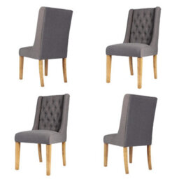 Dibor Set Of 4 Cannes Button Back Kitchen Furniture Dining Room Chair - Charcoal