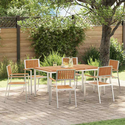Berkfield Garden Dining Set 7 Pcs Brown Solid Teak Wood - image 1