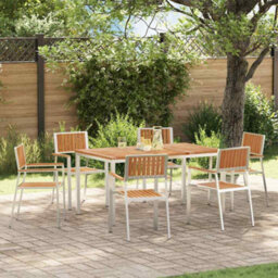 Berkfield Garden Dining Set 7 Pcs Brown Solid Teak Wood - thumbnail 1