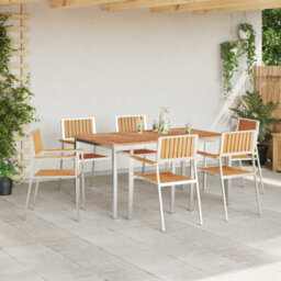 Berkfield Garden Dining Set 7 Pcs Brown Solid Teak Wood - thumbnail 4